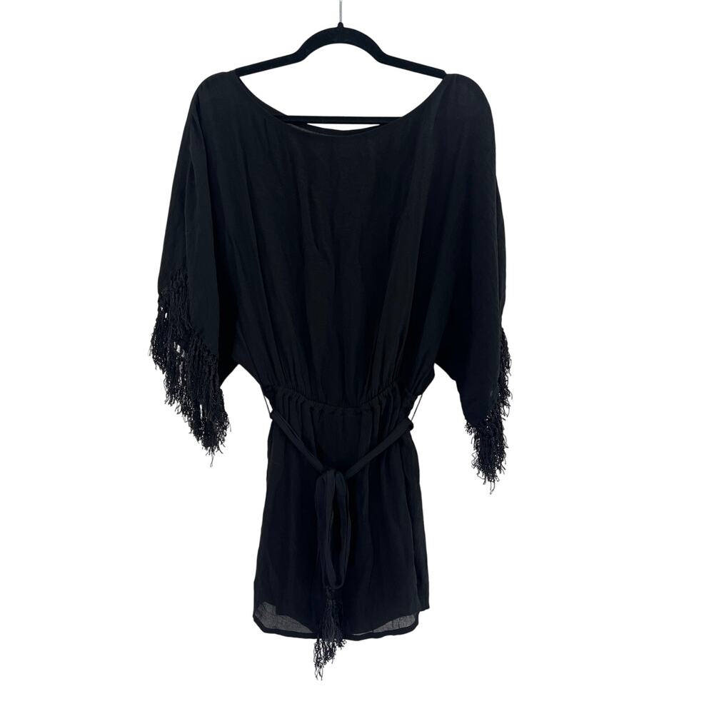 Harper Black Fringe Sleeve Mini Dress Womens Size XS Boho Chic
